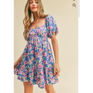 Floral Blue Mini Dress